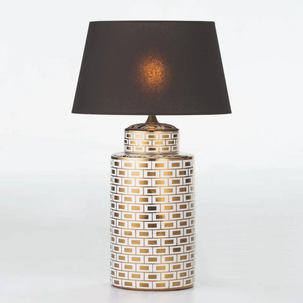 Keramická stolní lampa v bílo-zlaté barvě bez stínidla Thai Natura, výška 51 cm v:1085466