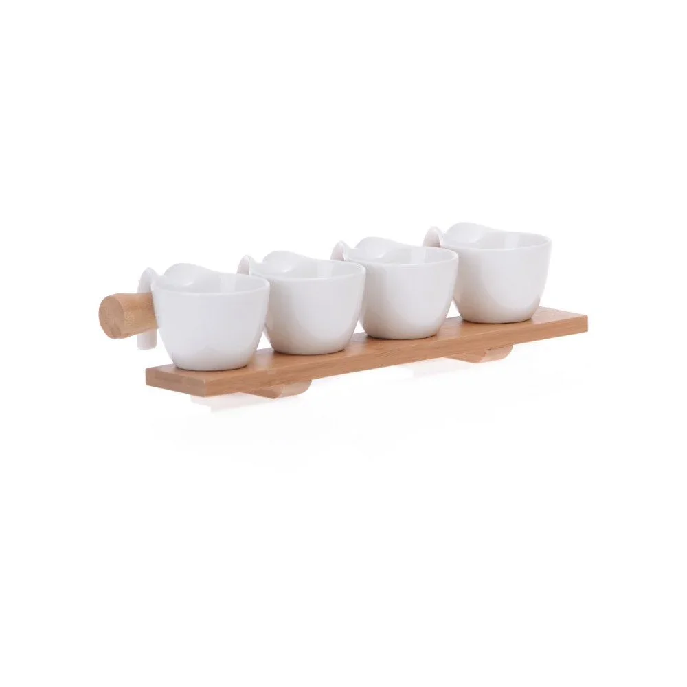 Set 3 porcelánových misek na bambusovém podnosu Garyfallia v:1268400