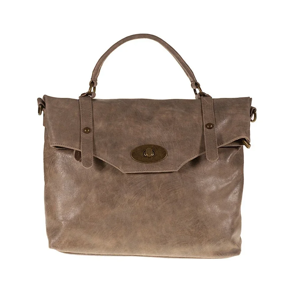 Hnědošedá kožená kabelka Giulia Bags Alisha v:859102
