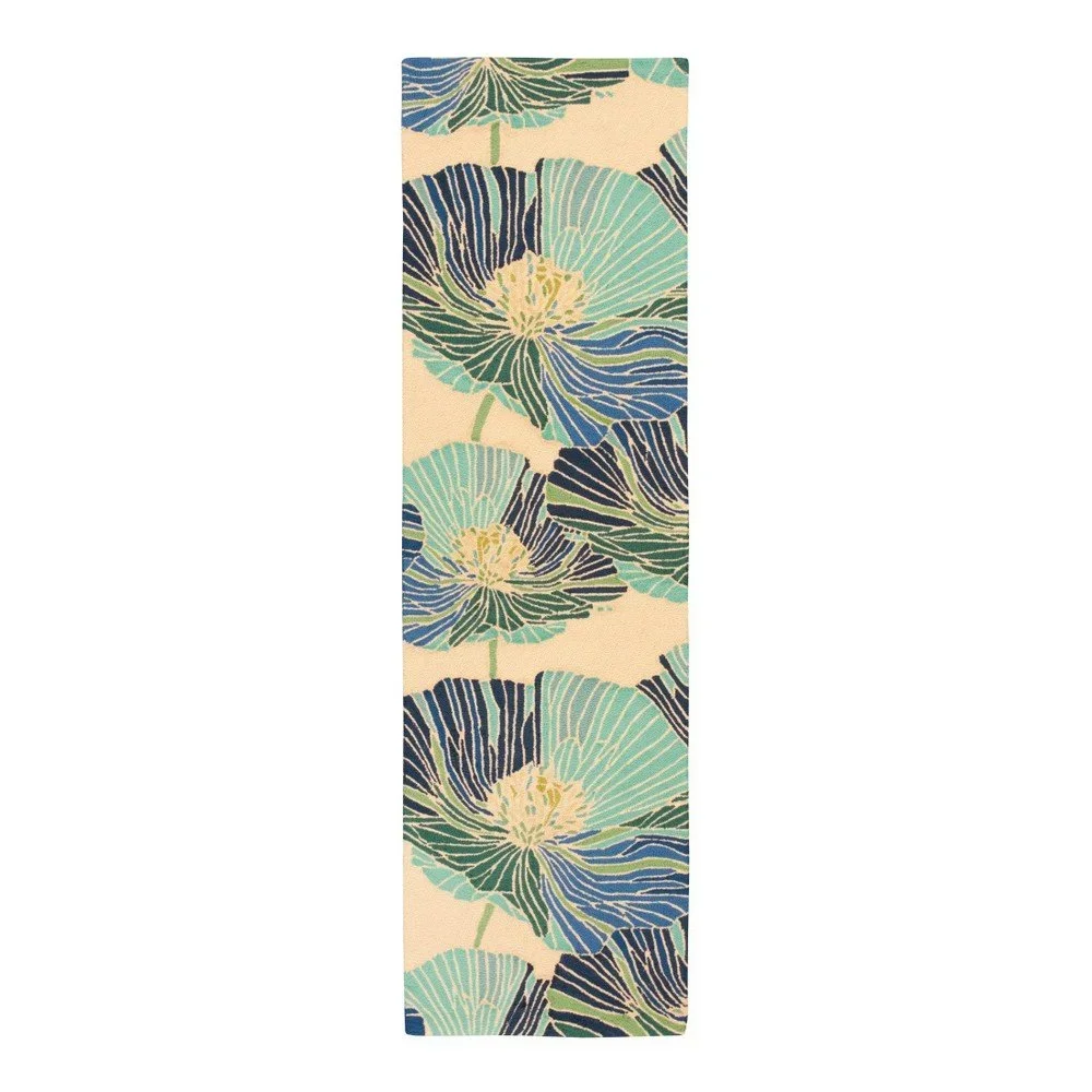 Modrý běhoun Nourison Fantasy Iris, 244 x 69 cm v:1054174