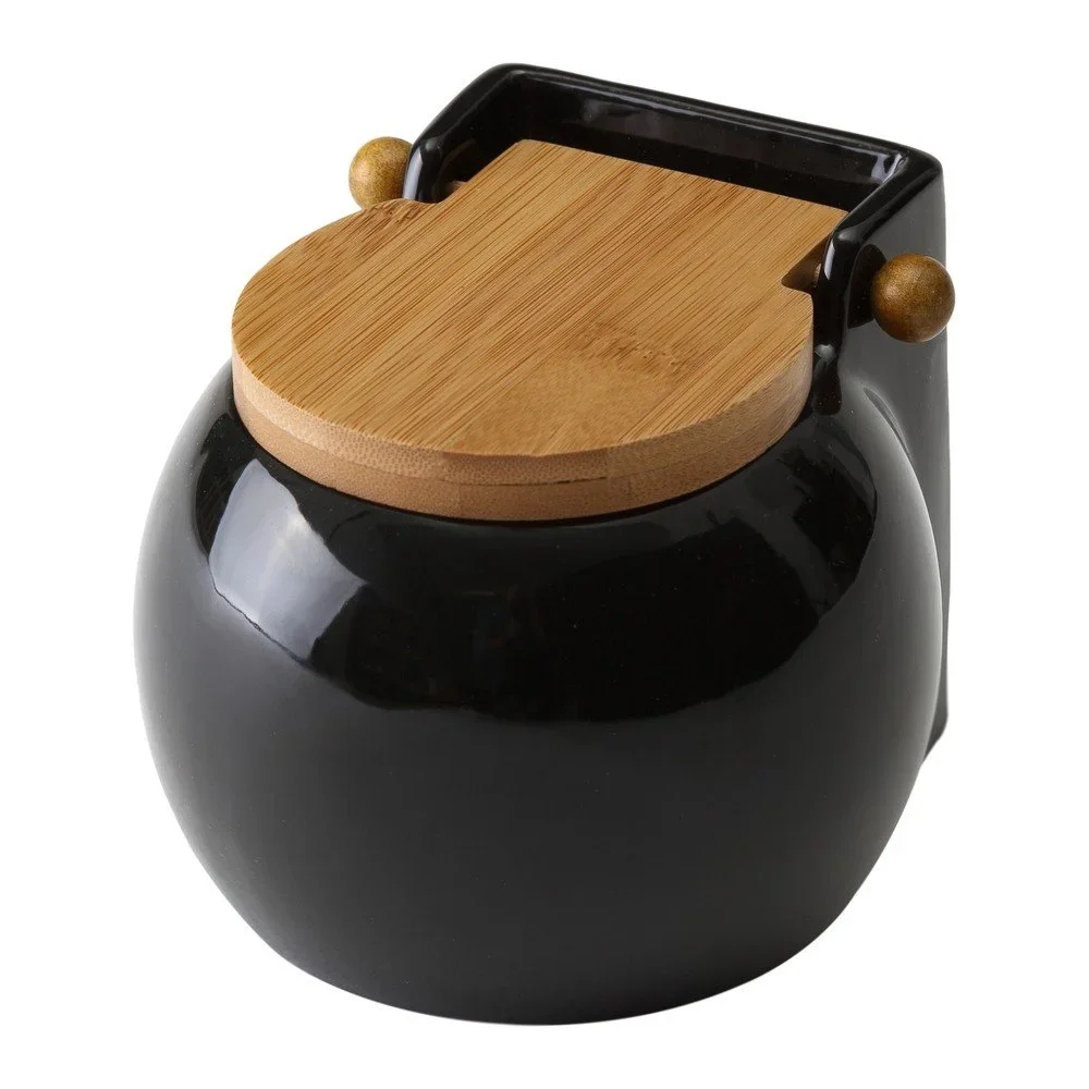 Černá dóza na sůl s víkem Unimasa Ceramic, 700 ml v:823158