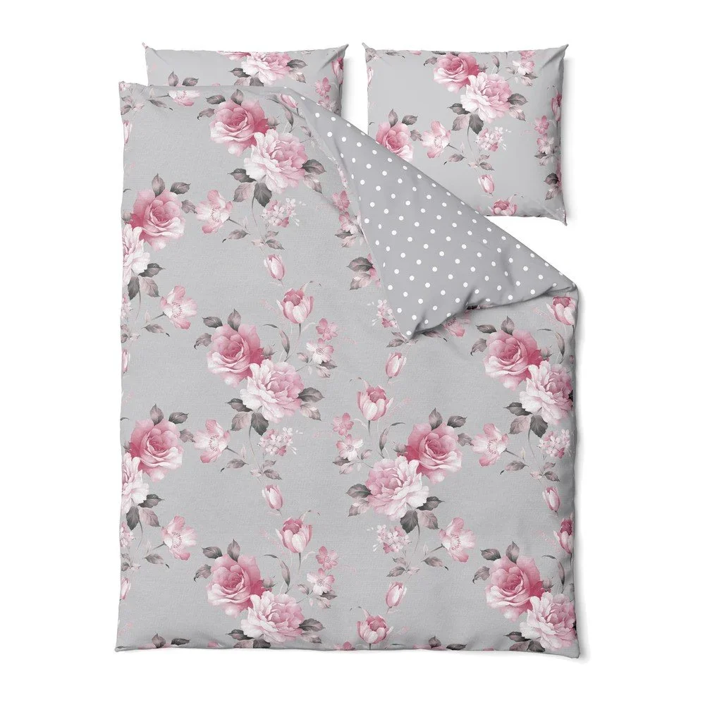Šedé bavlněné povlečení na jednolůžko Bonami Selection Belle, 140 x 220 cm v:1418707