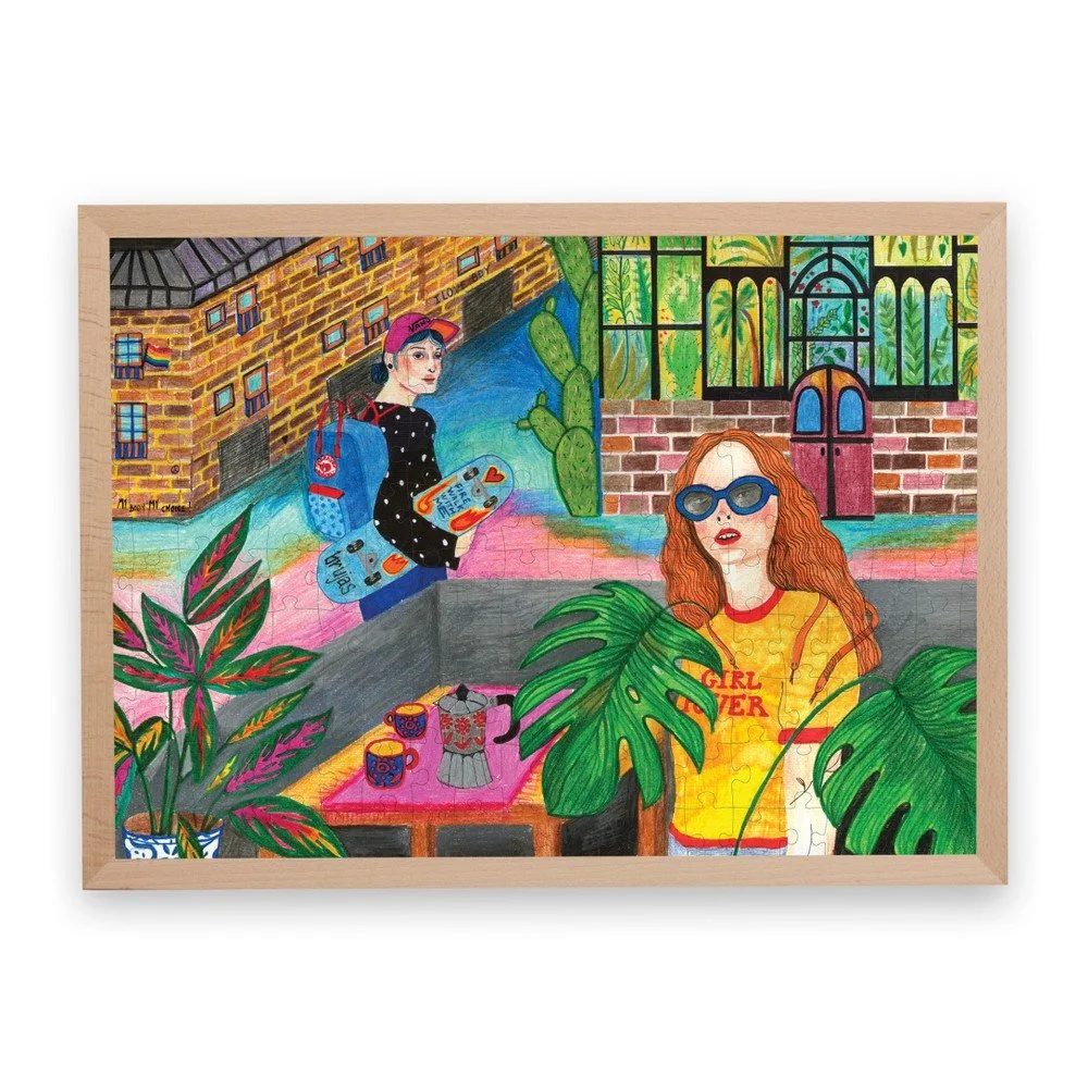 Puzzle z recyklovaných materiálů v bukovém rámu Pucle Girl Power, 200 dílků v:1158892