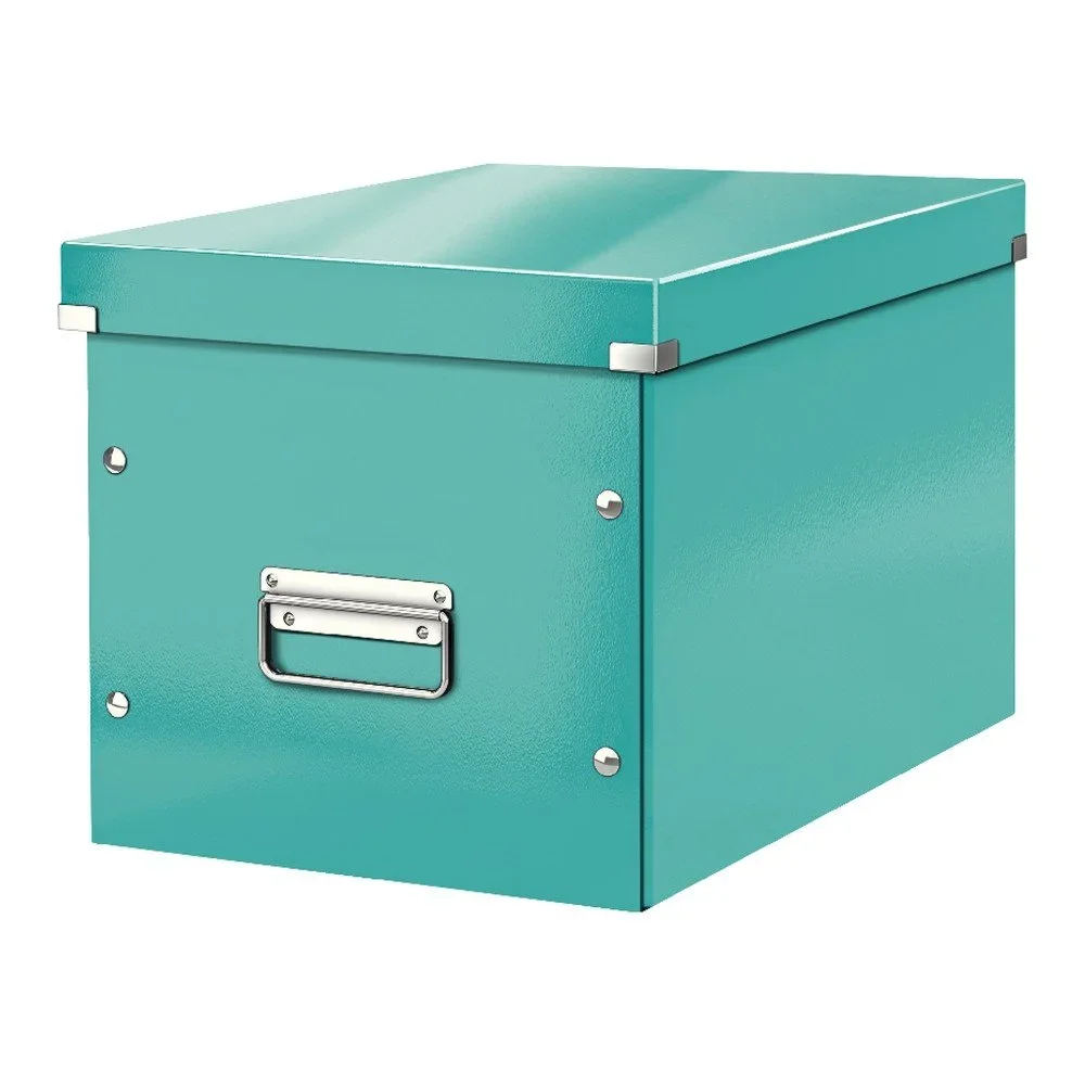 Tyrkysový kartonový úložný box s víkem Click&Store v:1369841