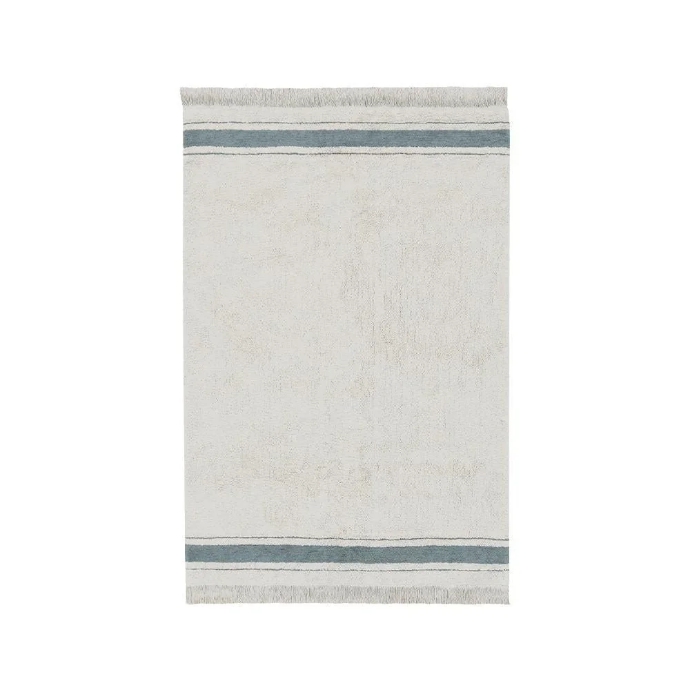 Modro-krémový pratelný ručně tkaný bavlněný koberec 90x130 cm Gastro Vintage Blue – Lorena Canals v:1714992