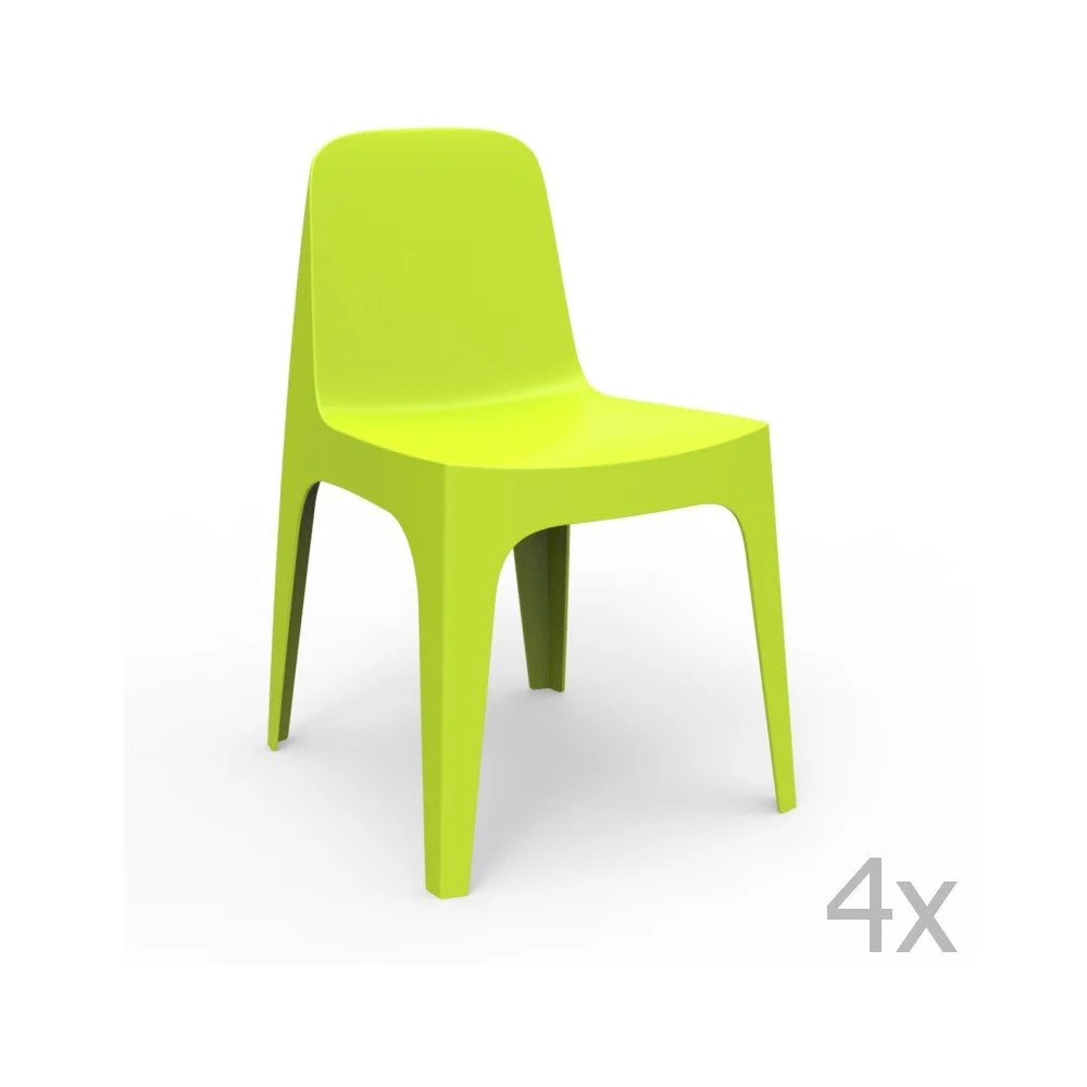 Sada 4 zelených zahradních židlí Vondom Solid v:843140