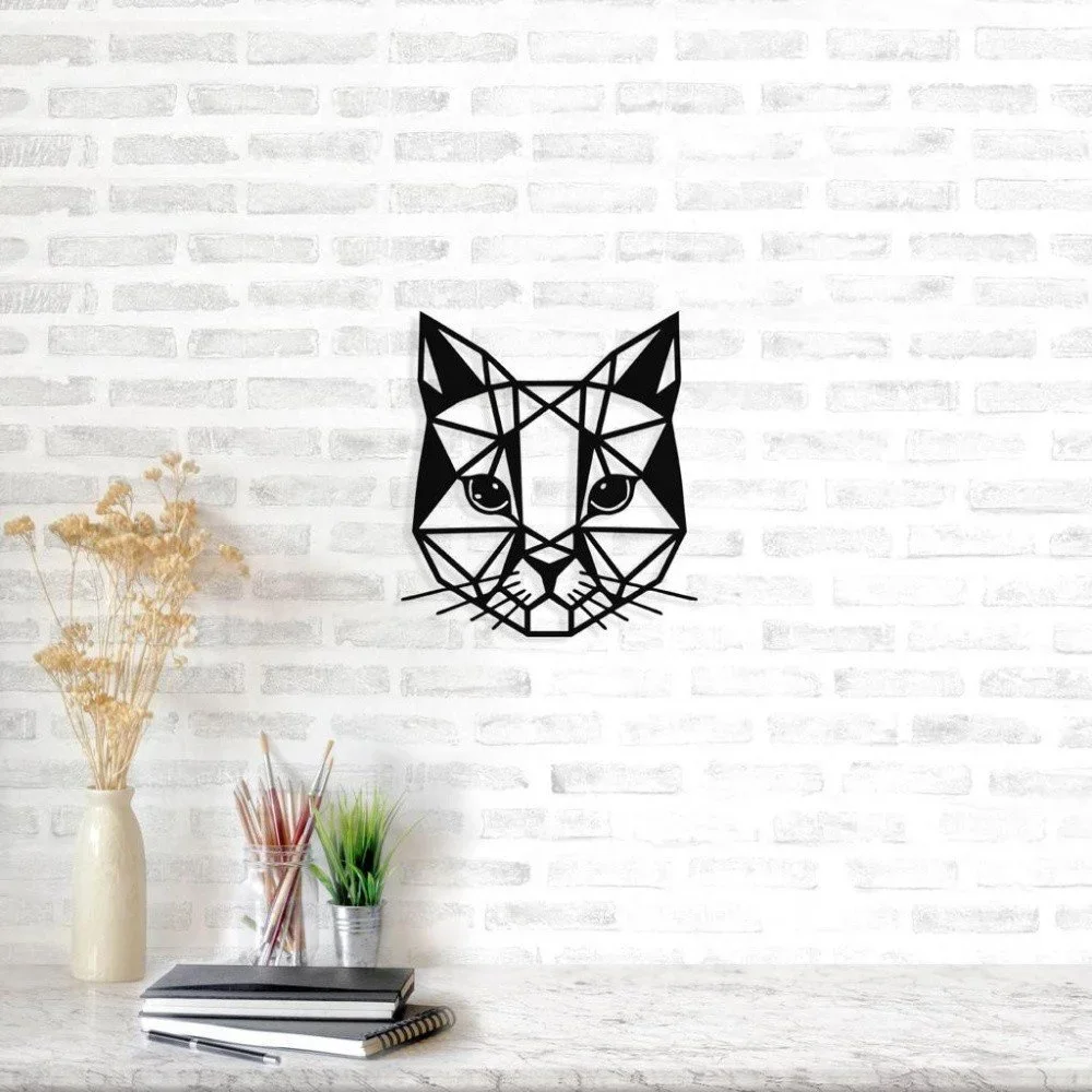 Černá kovová nástěnná dekorace Cat, 45 x 49 cm v:1246336
