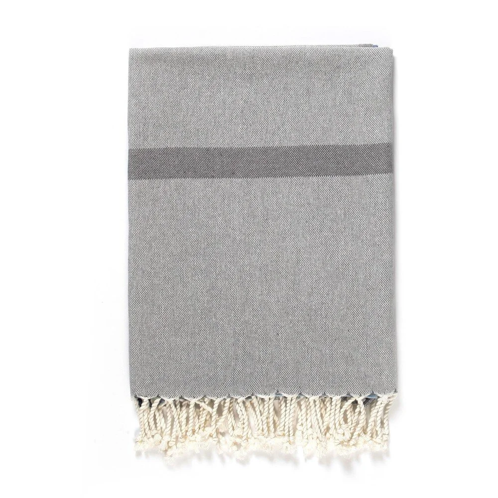 Šedo-modrá osuška s příměsí bavlny Kate Louise Cotton Collection Line Navy Grey Blue, 100 x 180 cm v:1254816