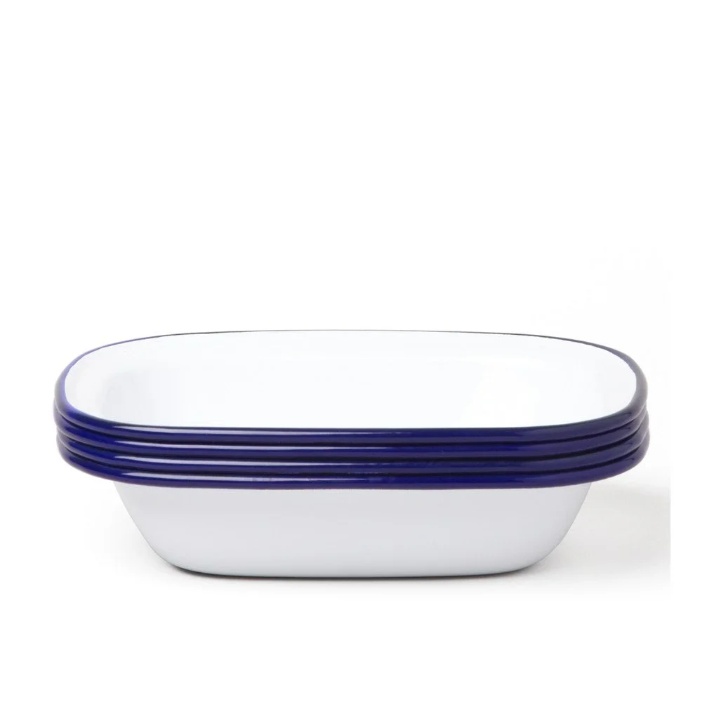 Sada 4 modro-bílých smaltovaných forem na koláč Falcon Enamelware v:889282