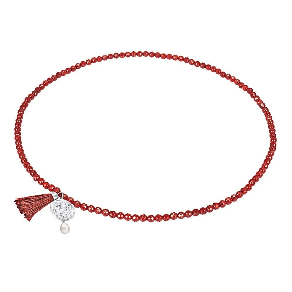 Achátový náhrdelník s přívěskem a perlou Chakra Pearls Blossom v:743734