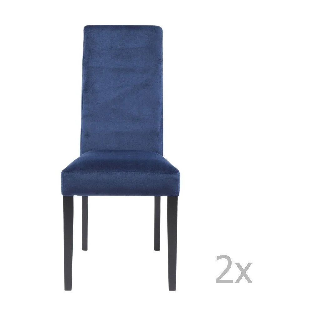 Sada 2 modrých jídelních židlí s nožičkami z bukového dřeva Kare Design Velvet v:1092652