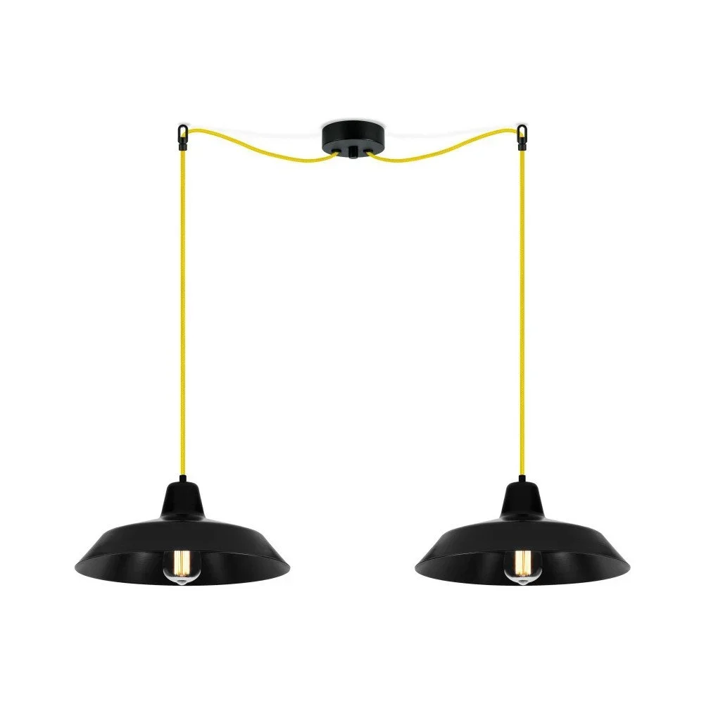 Žluté závěsné svítidlo se 2 černými stínidly Bulb Attack Cinco v:1110494