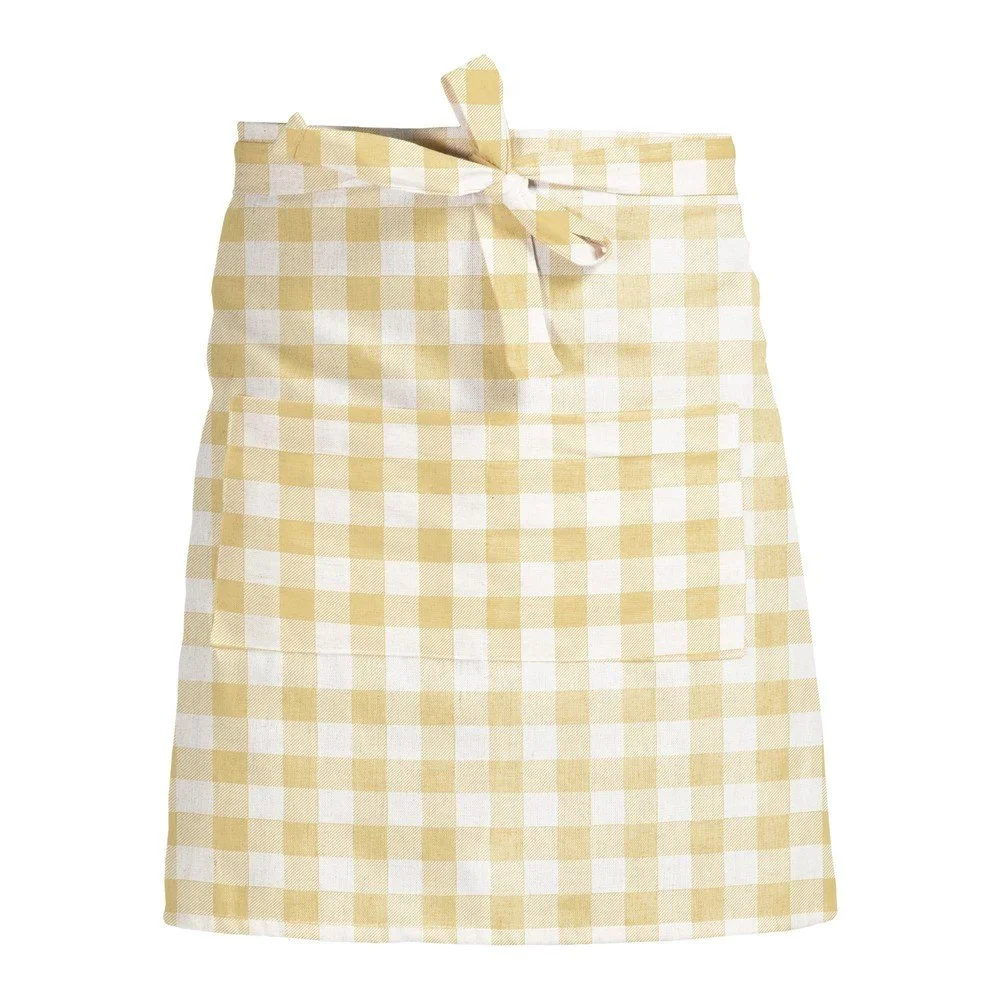 Látková zástěra Really Nice Things Delantal de Lino Yellow Vichy v:1339773