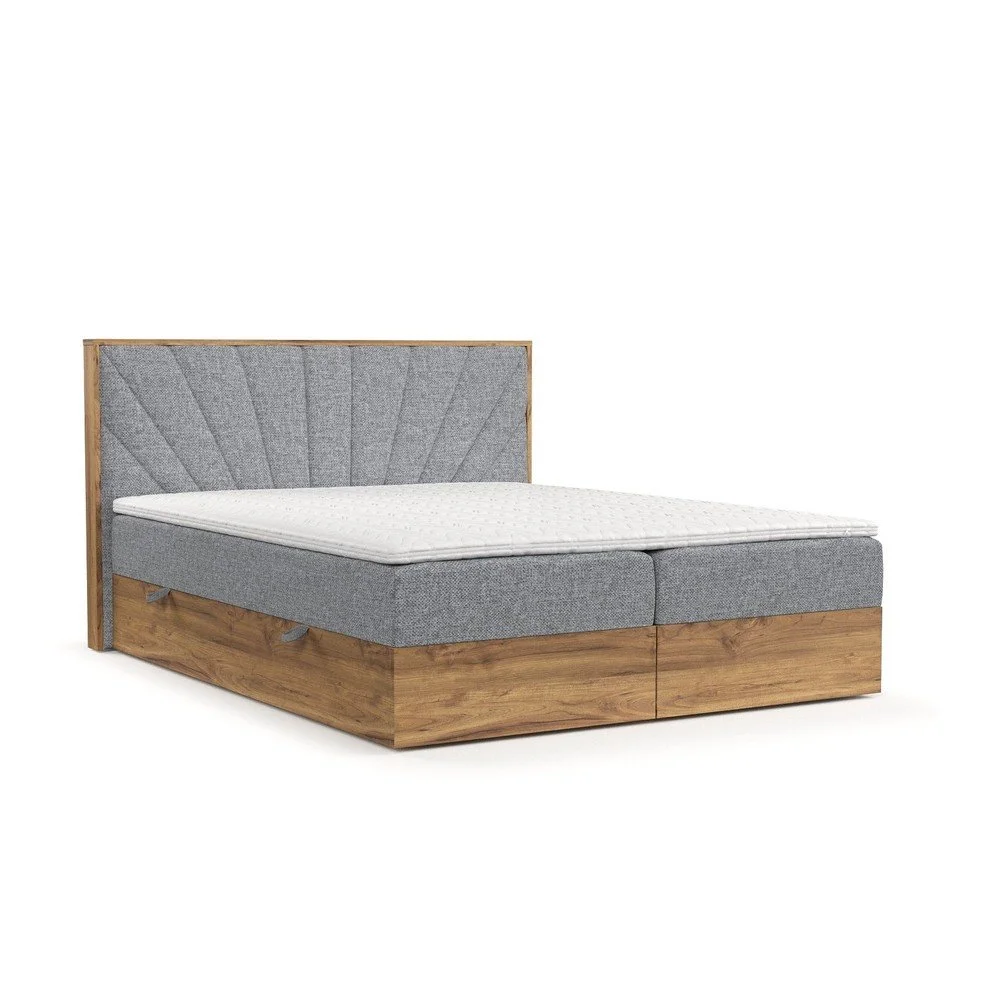 Boxspring postel s úložným prostorem v šedo-přírodní barvě 180x200 cm Asahi – Maison de Rêve v:1662508