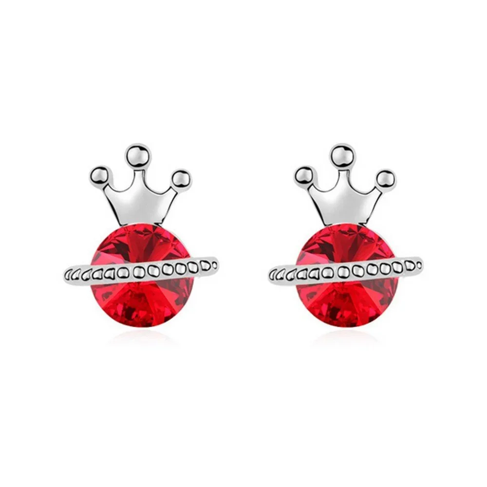 Náušnice s červenými krystaly Swarovski Elements Crystals a bílým zlatem Queen v:1169620