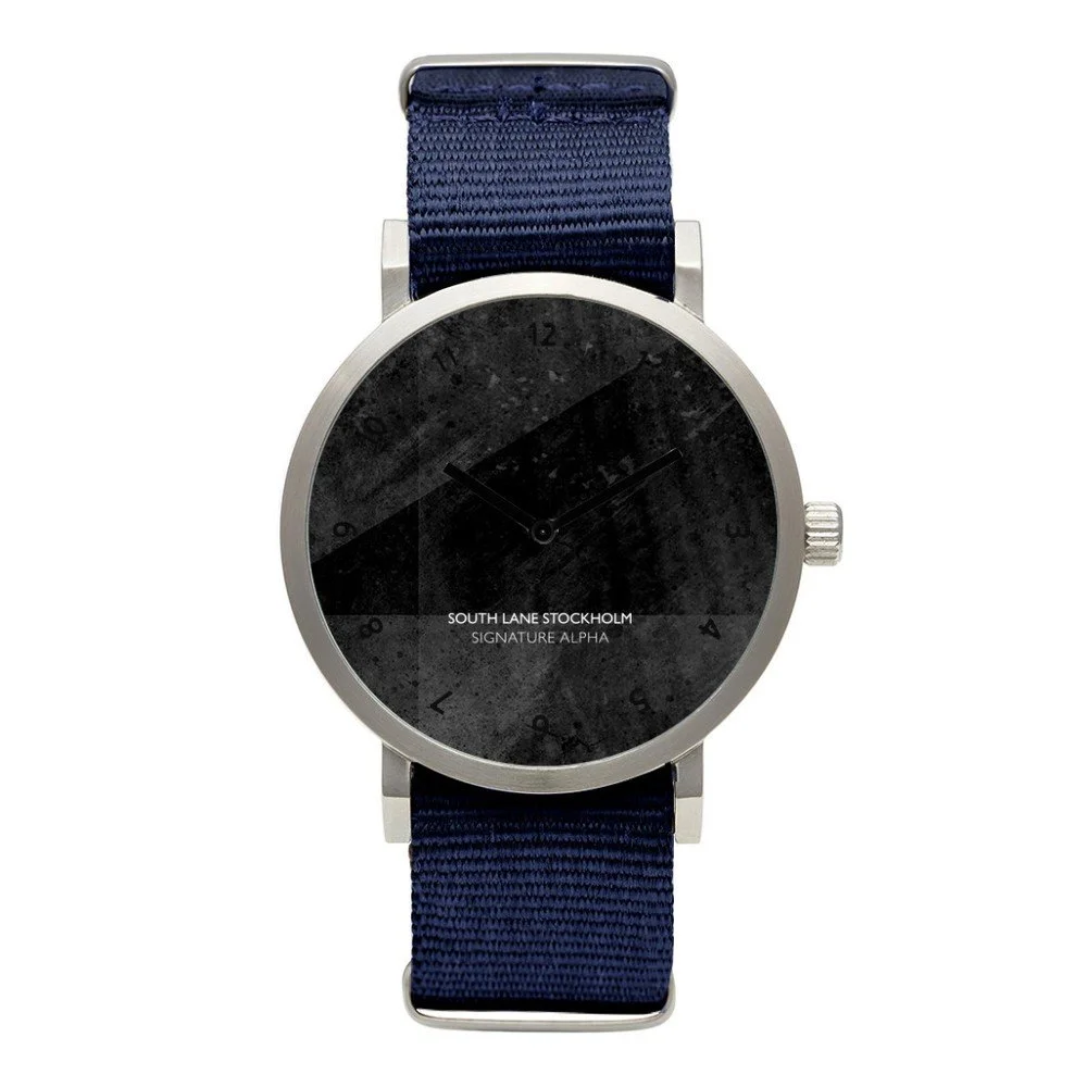 Unisex hodinky s modrým řemínkem South Lane Stockholm Signature All Black Big v:872712