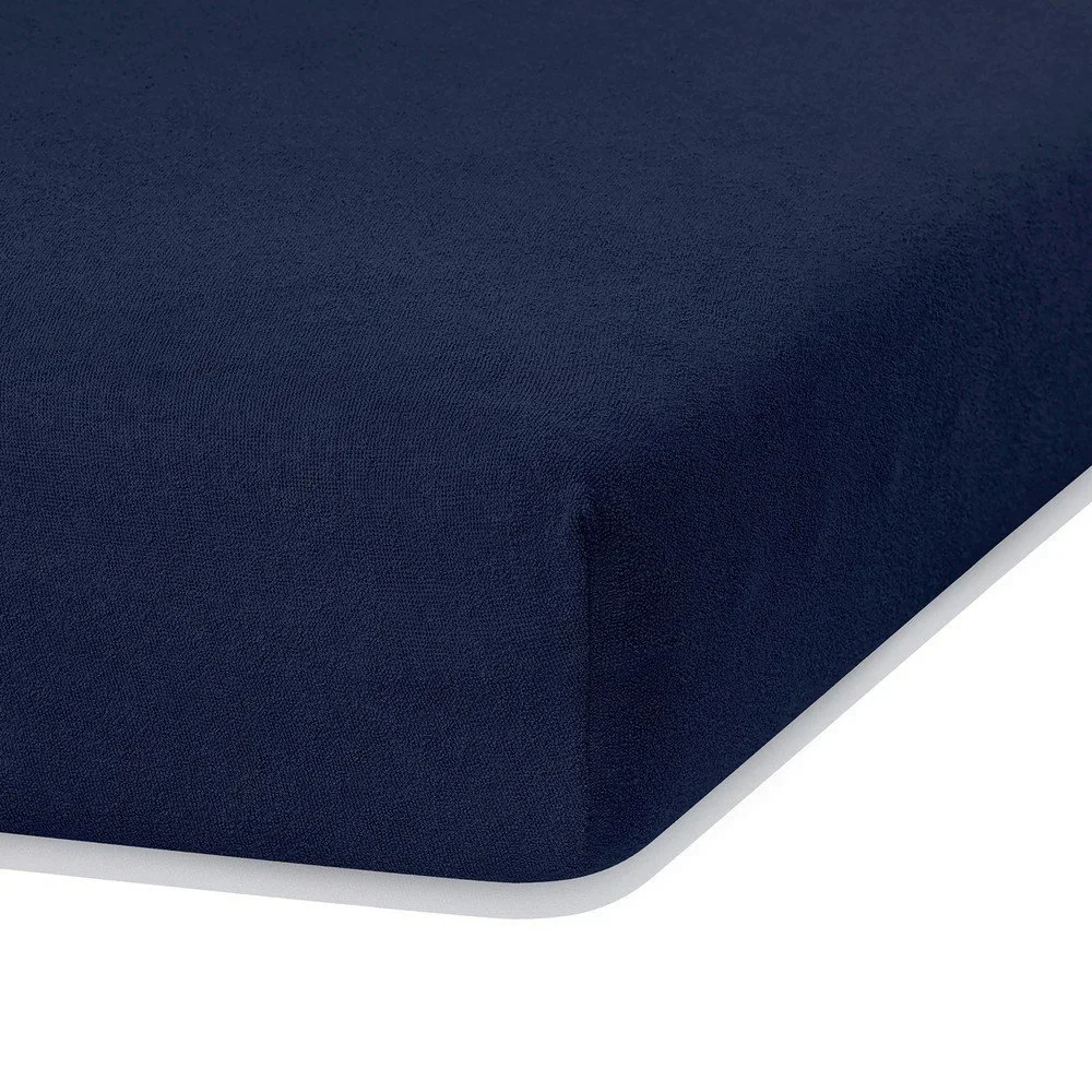 Tmavě modré napínací froté prostěradlo 140x200 cm Ruby – Restilo v:1279420