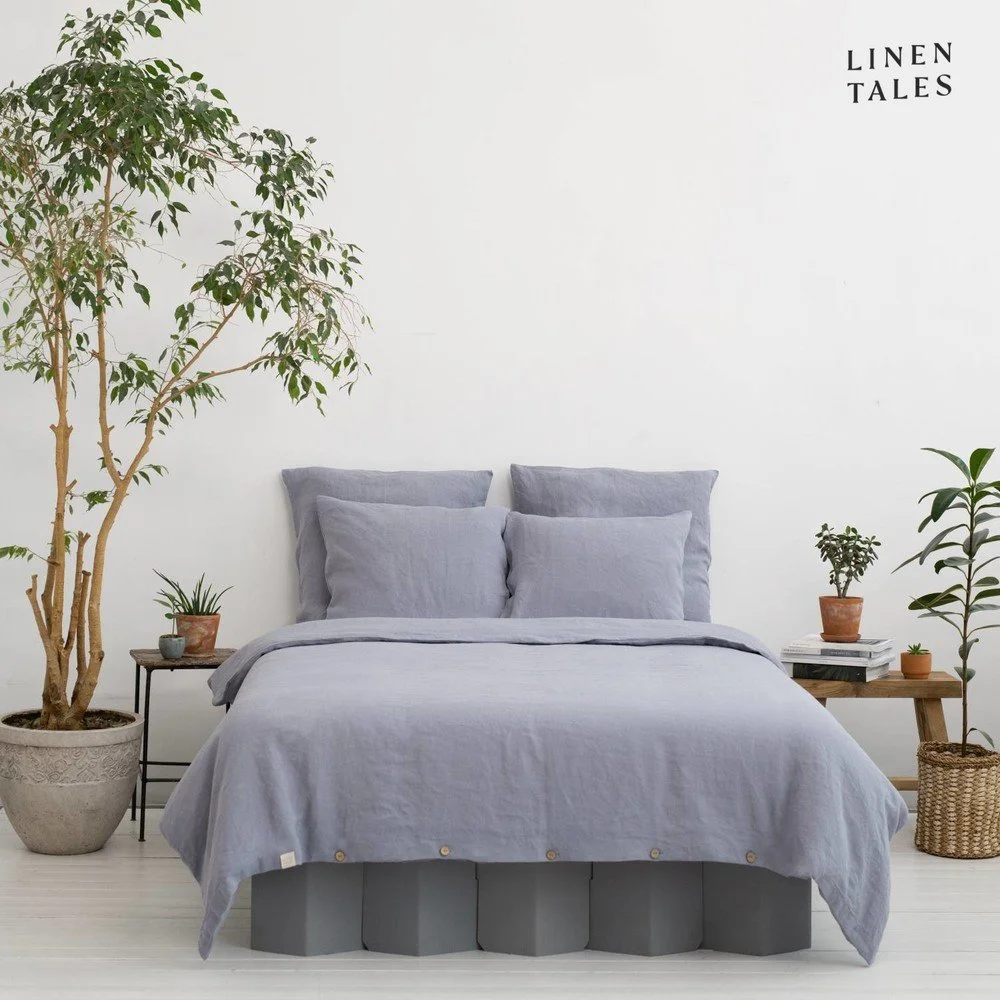 Světle šedé povlečení na jednolůžko z konopného vlákna 140x200 cm – Linen Tales v:1537984