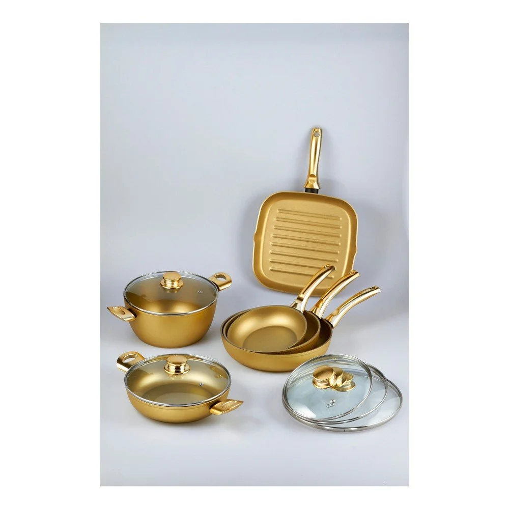Set 5 pánví a hrnce Bisetti Stonegold Gold Handles v:705930