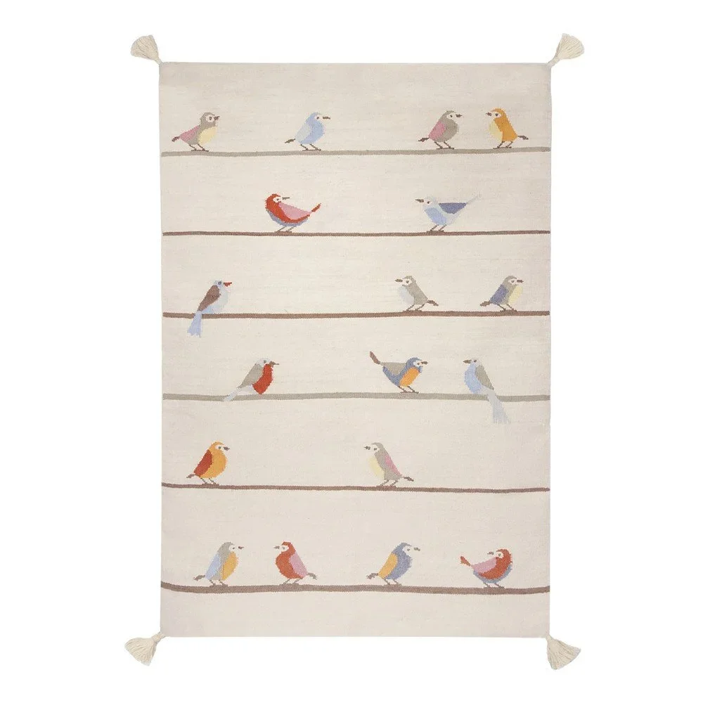 Ručně tkaný béžový vlněný koberec Art For Kids Birds, 160 x 230 cm v:1021146