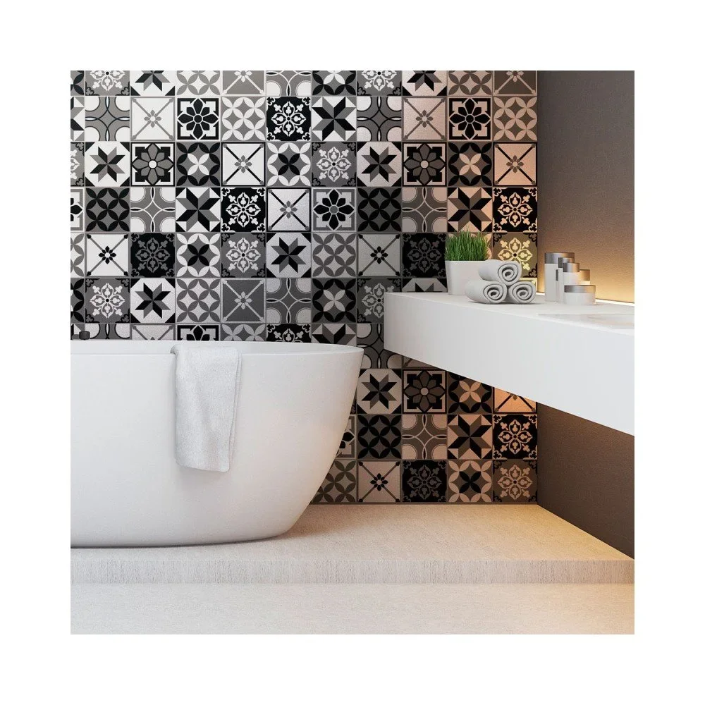Sada 30 nástěnných samolepek Ambiance Wall Stickers Cement Tiles Azulejos Rocito, 15 x 15 cm v:1204622
