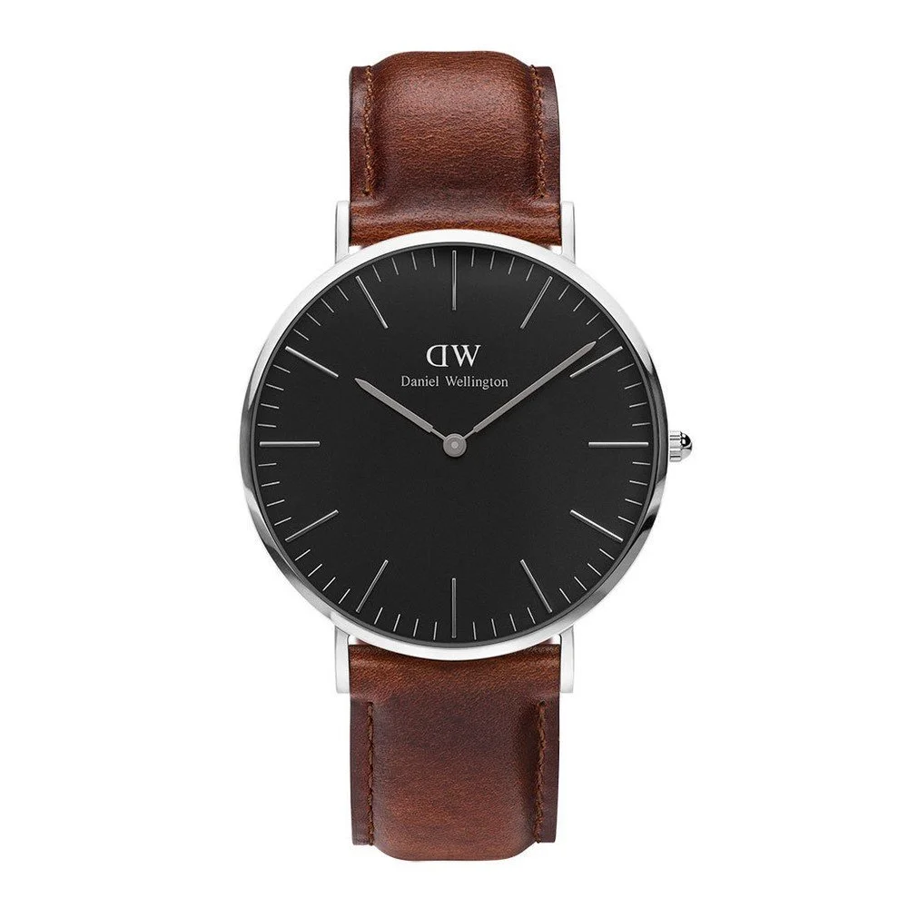 Unisex hodinky s hnědým páskem Daniel Wellington St Mawes Silver, ⌀ 40 mm v:749130