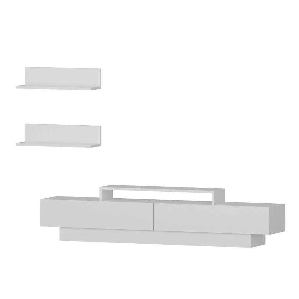 Set bílého TV stolku a 2 nástěnných polic Lucca TV White v:1246490