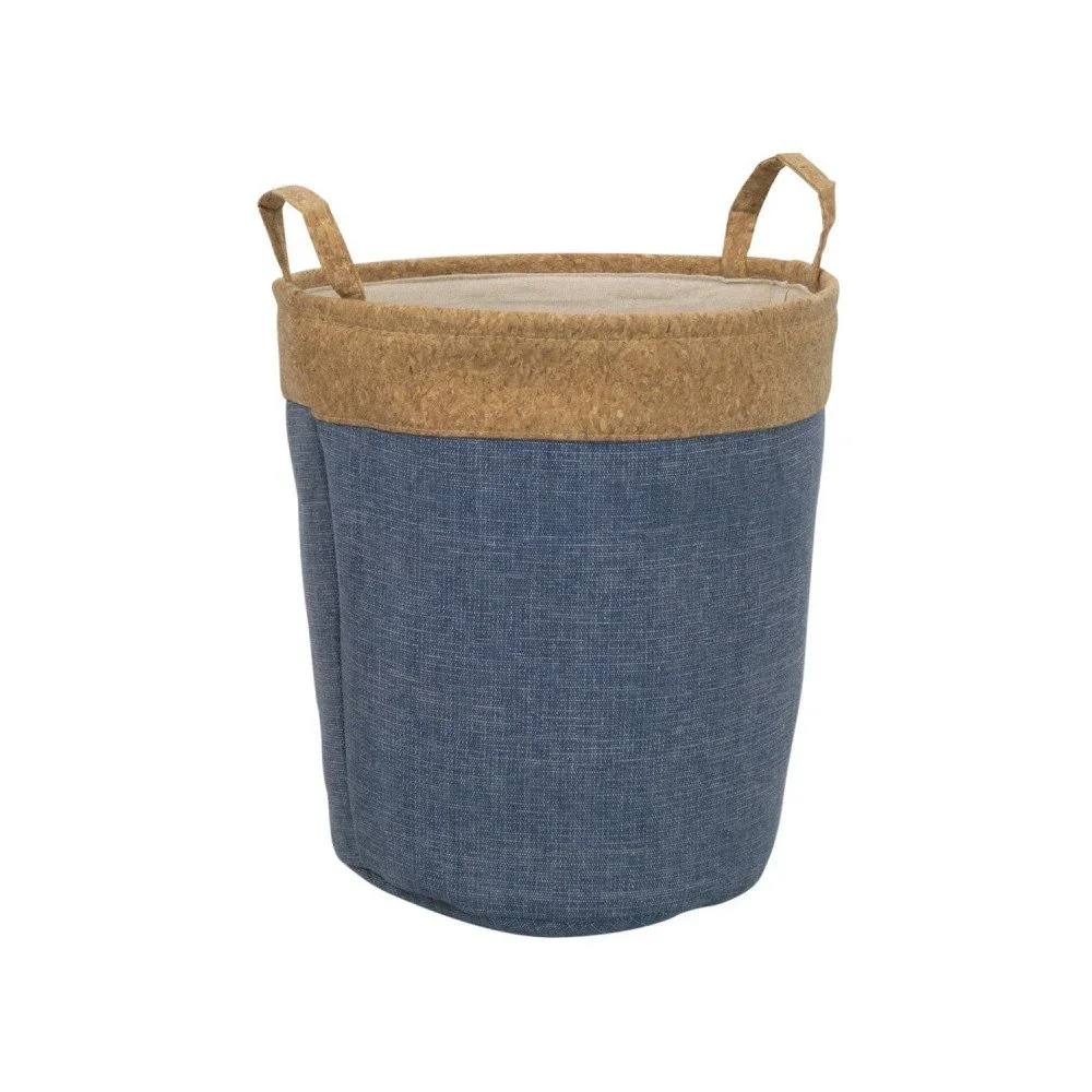 Modro-hnědý úložný koš na prádlo z korkové tkaniny Furniteam Home, ⌀ 37 cm v:1254738