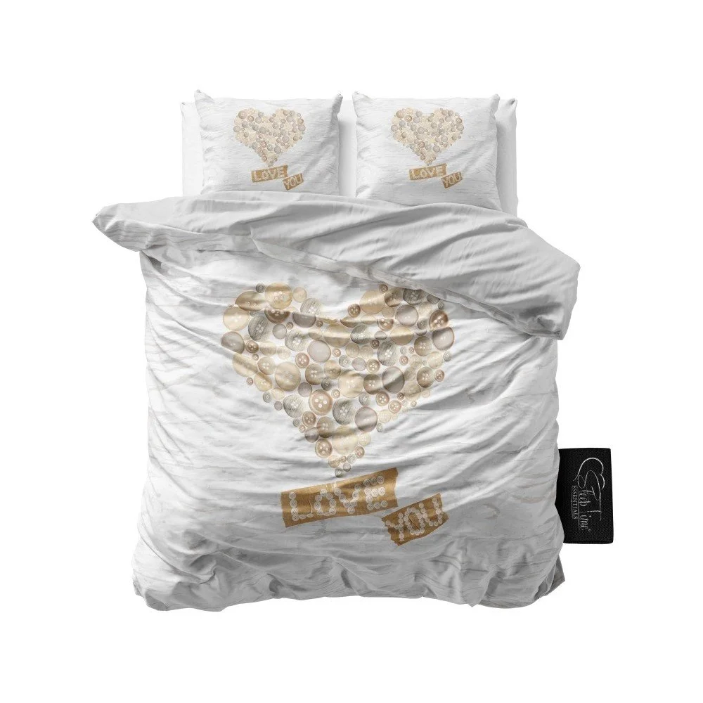 Povlečení z mikroperkálu na dvoulůžko Sleeptime Wood Love You, 200 x 220 cm v:905486