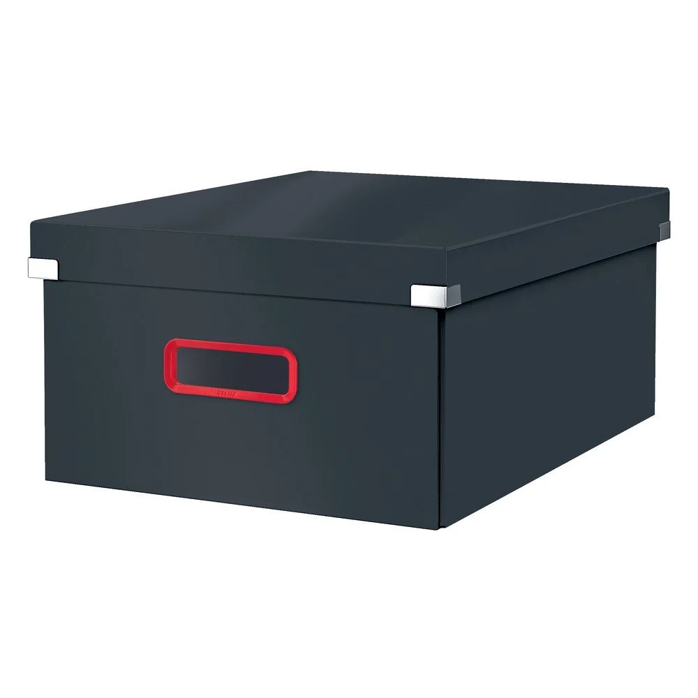 Šedý kartonový úložný box s víkem 48x37x20 cm Click&Store – Leitz v:1431103