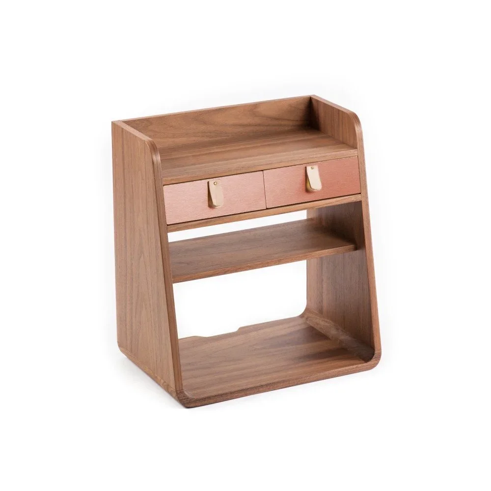 Nástěnná police s měděnými detaily HARTÔ Suzon Walnut v:757594