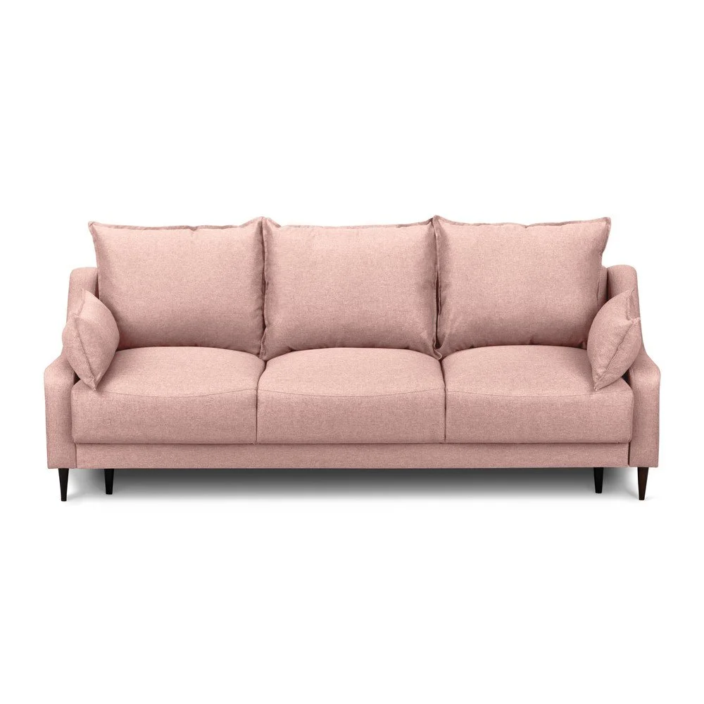 Růžová rozkládací pohovka s úložným prostorem Mazzini Sofas Ancolie, 215 cm v:1202174