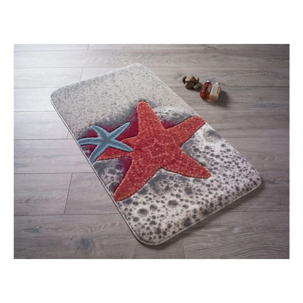Vzorovaná červená předložka do koupelny Confetti Bathmats Starfish, 80 x 140 cm v:1042080