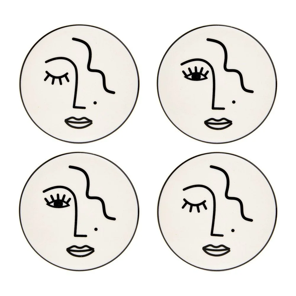 Sada 4 porcelánových podtácků Sass & Belle Abstract Face v:1357981
