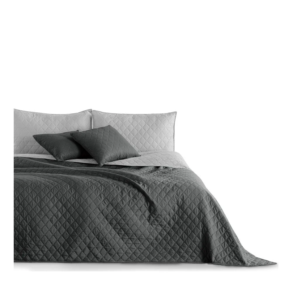 Šedý oboustranný přehoz z mikrovlákna DecoKing Axel Charcoal Silver, 170 x 270 cm v:1309322
