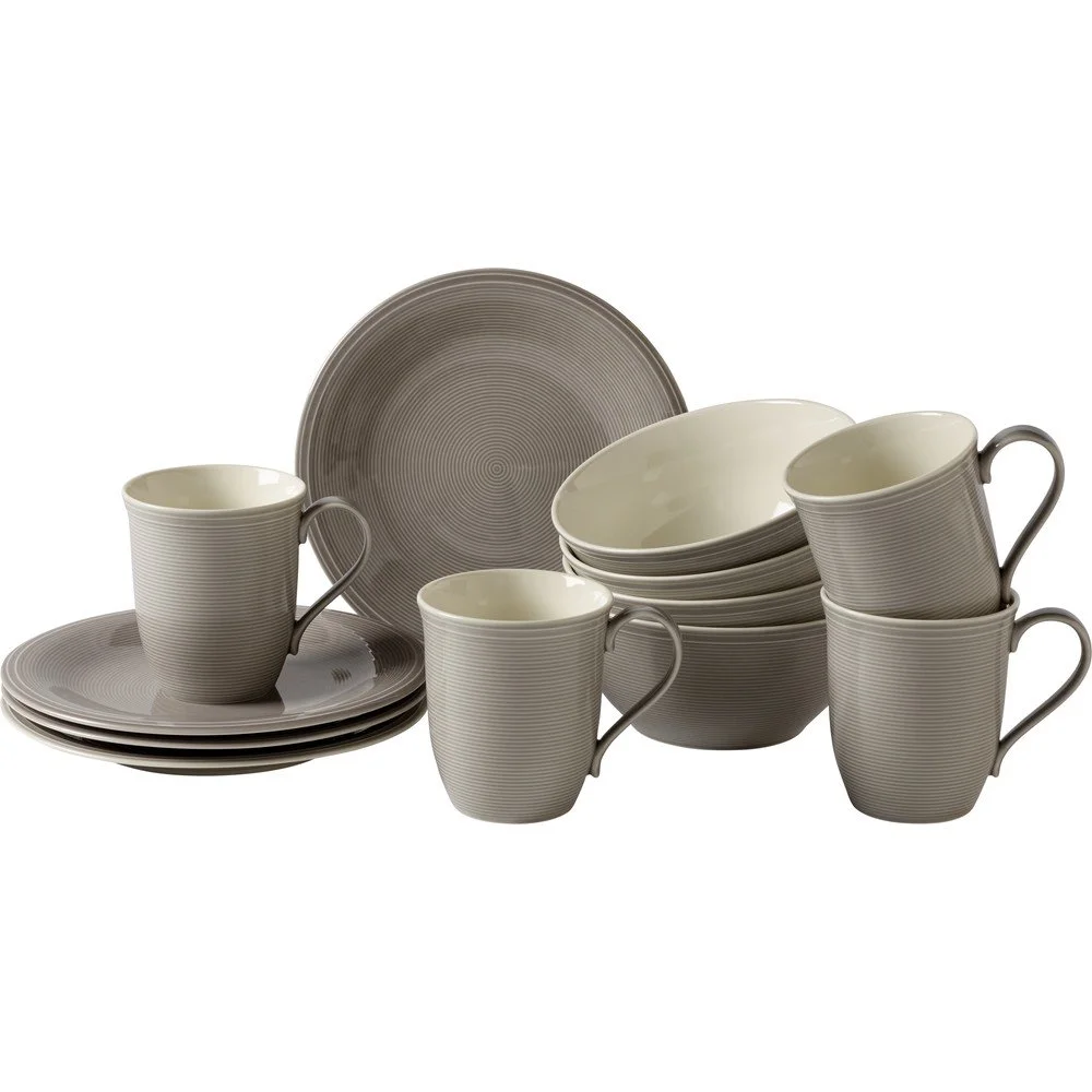 12dílná sada šedého porcelánového nádobí Villeroy & Boch Like Color Loop v:1431519