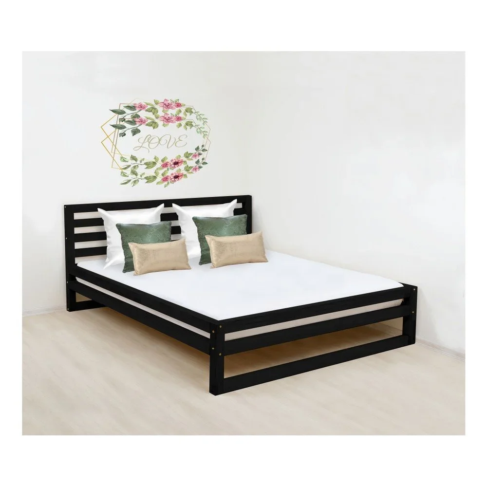 Černá dřevěná dvoulůžková postel Benlemi DeLuxe, 200 x 190 cm v:1142132