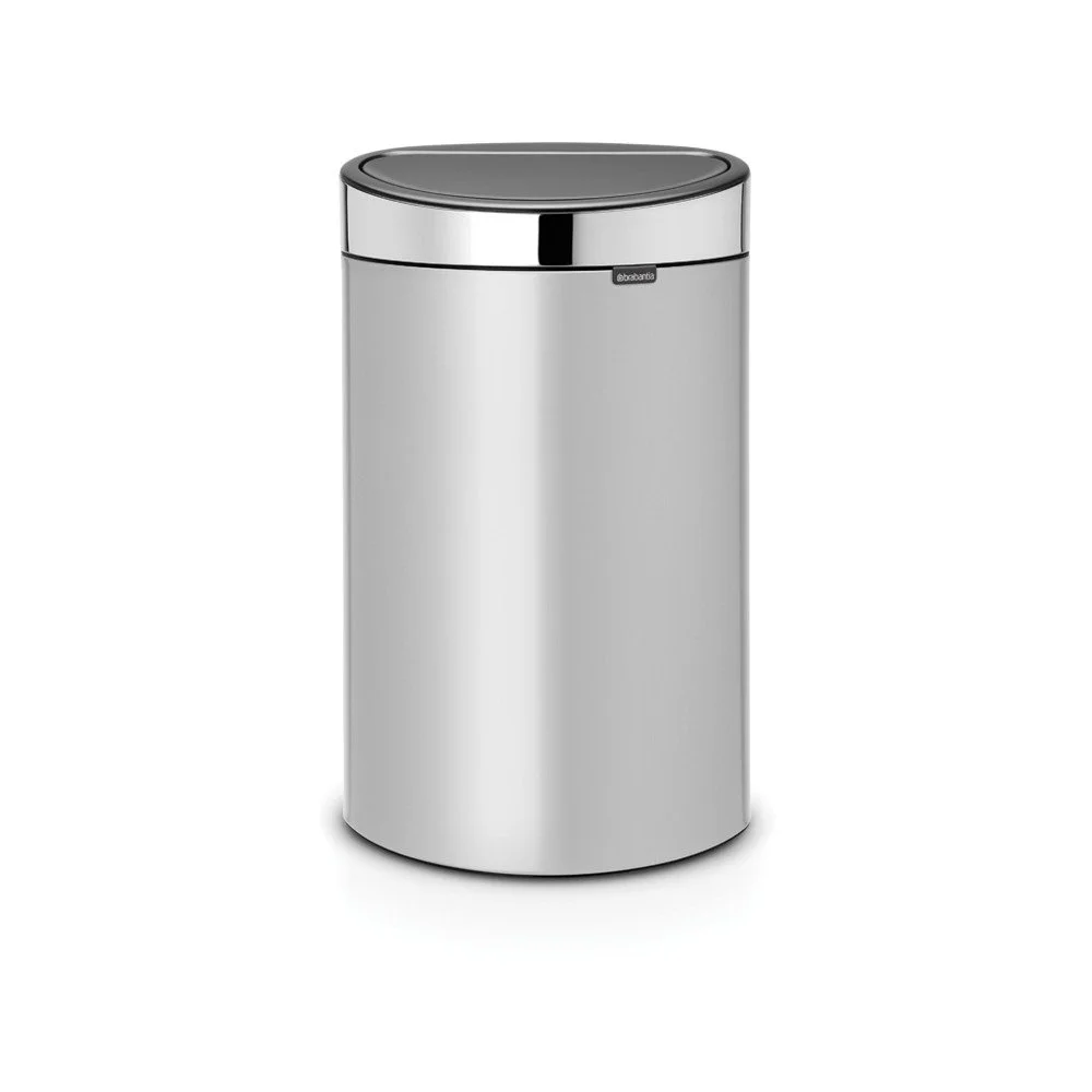 Metalicky šedý leský odpadkový koš Brabantia Touch Bin, 40 l v:1245250