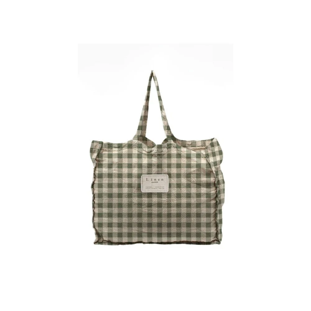 Látková taška Really Nice Things Linen Bag Green Vichy v:1339769