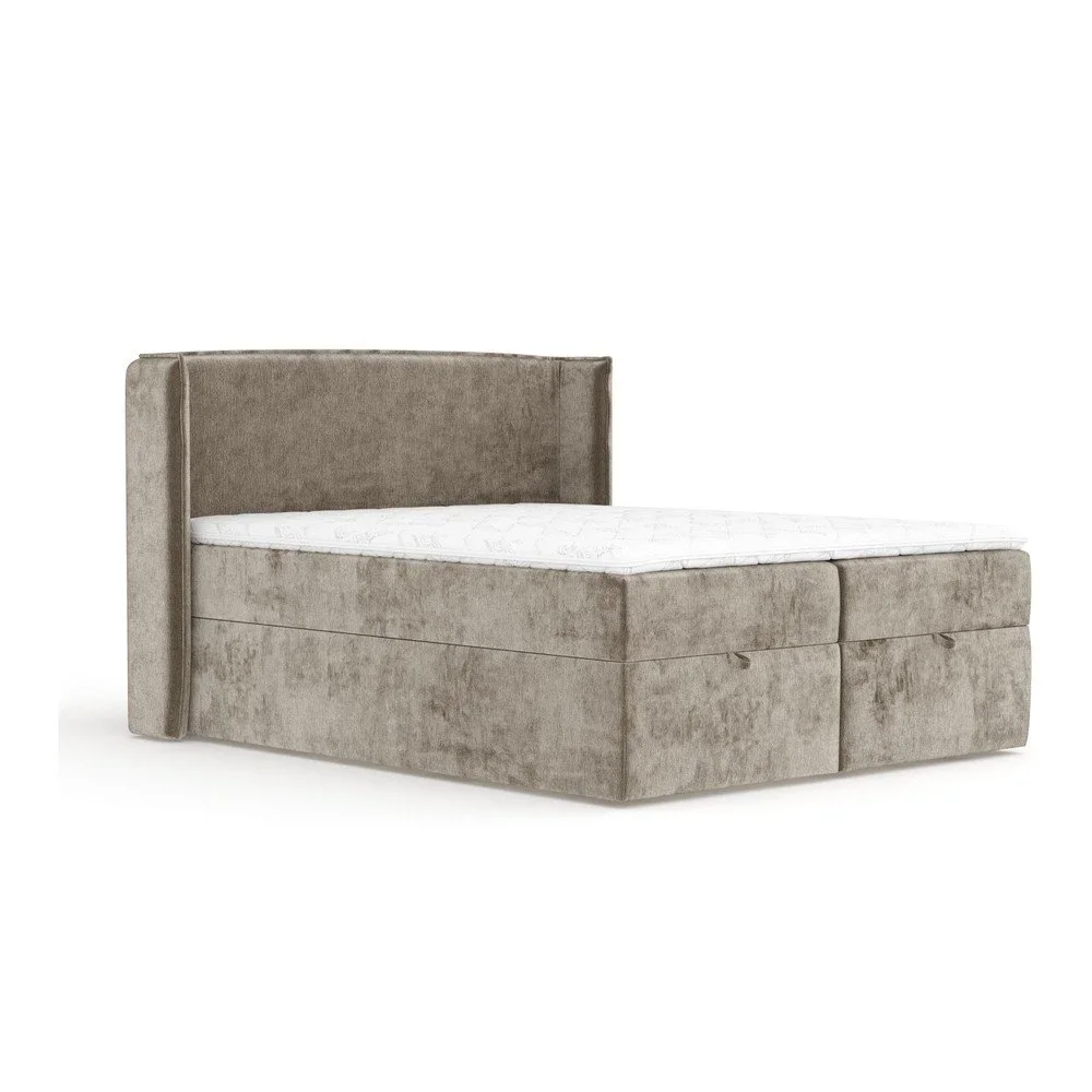 Béžová boxspring postel s úložným prostorem 160×200 cm Passion – Maison de Rêve v:1712282
