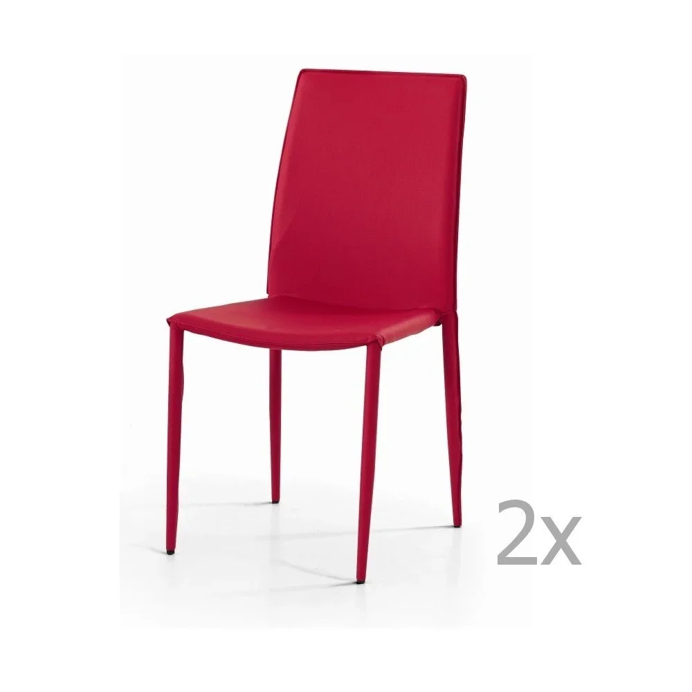 Sada 2 červených jídelních židlí Castagnetti Faux v:856964
