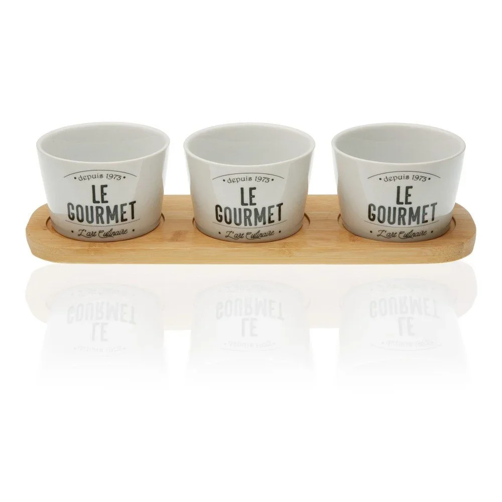 Sada 3 porcelánových misek s bambusovým podnosem Versa Gourmet v:1244414