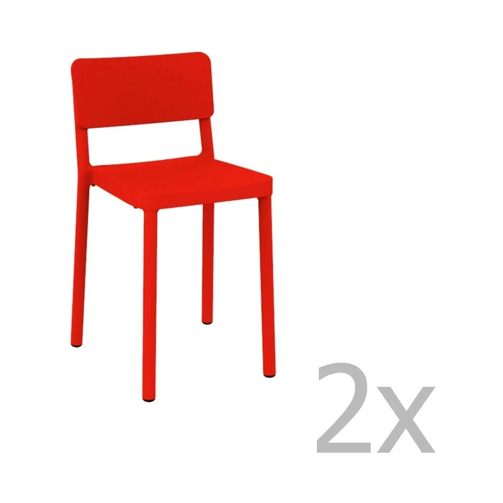 Sada 2 červených barových židlí vhodných do exteriéru Resol Lisboa, výška 72,9 cm v:1237414