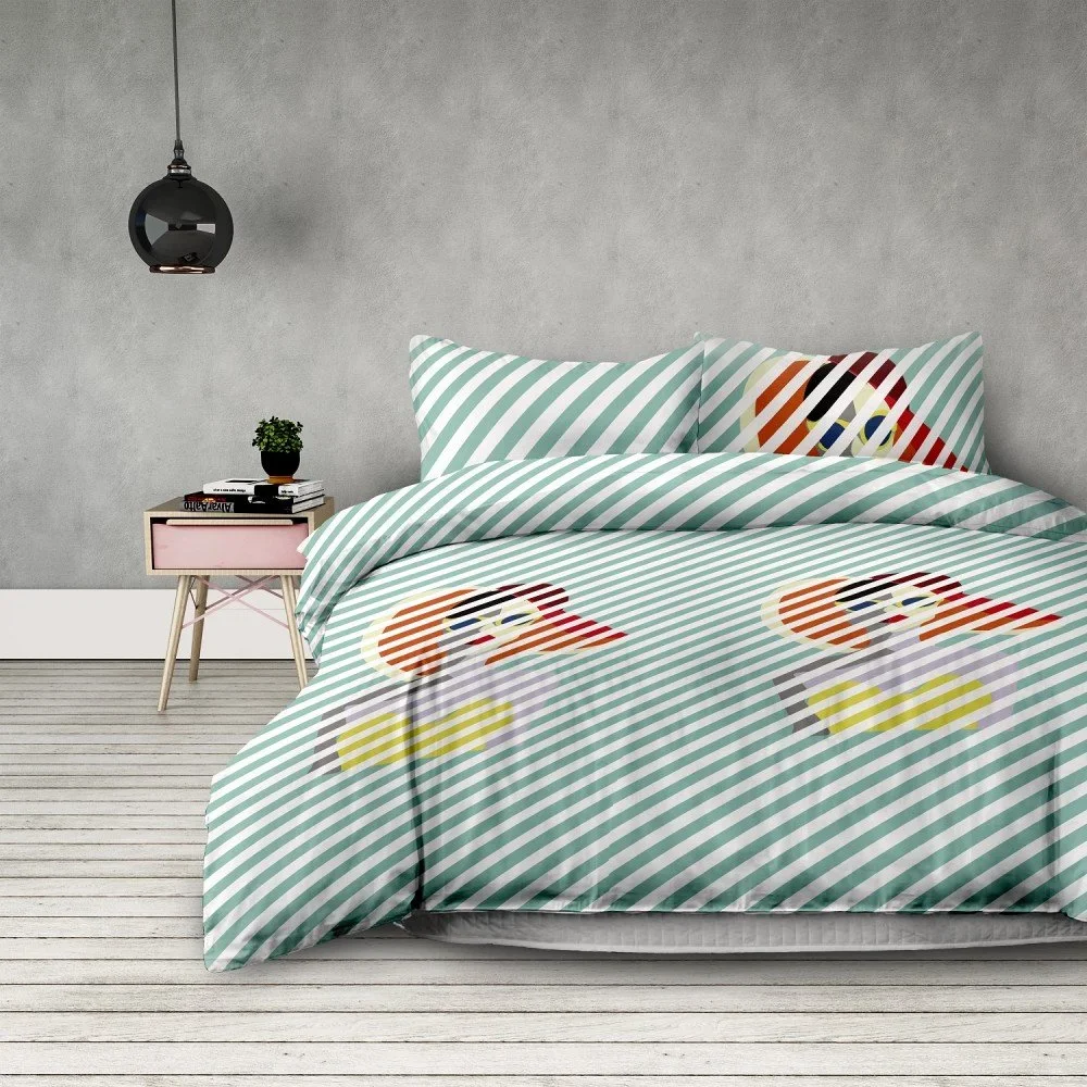 Pruhované povlečení z mikrovlákna na jednolůžko AmeliaHome Retro Girl, 135 x 200 cm + 80 x 80 cm v:1138442