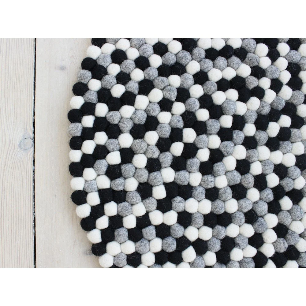 Černo-bílý kuličkový vlněný koberec Wooldot Ball Rugs, ⌀ 140 cm v:1340841
