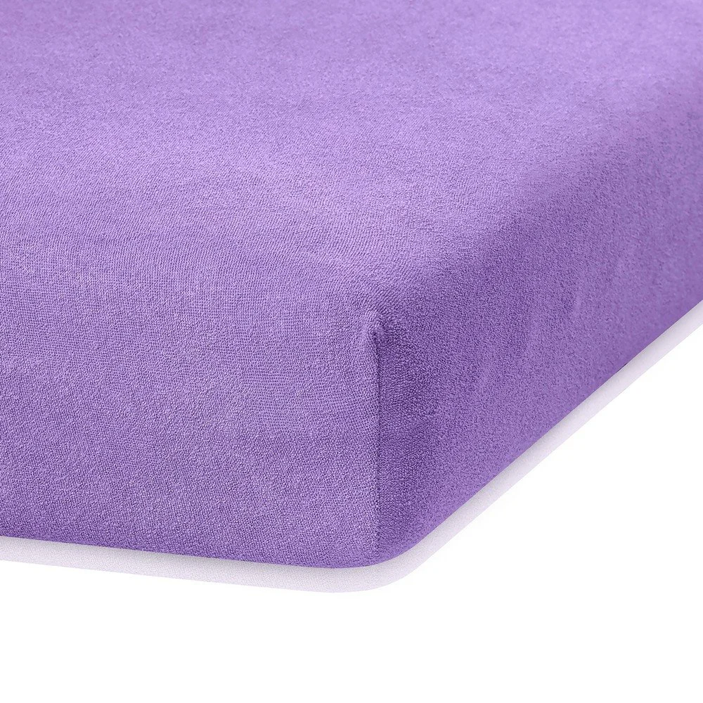 Fialové elastické prostěradlo s vysokým podílem bavlny AmeliaHome Ruby, 160/180 x 200 cm v:1279484