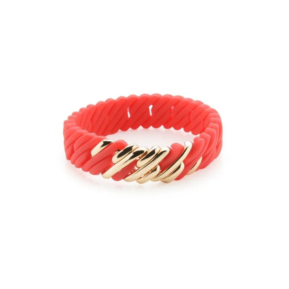 Červený náramek s detaily ve zlaté barvě Rubz Pixel Mini, délka 17 cm v:942010