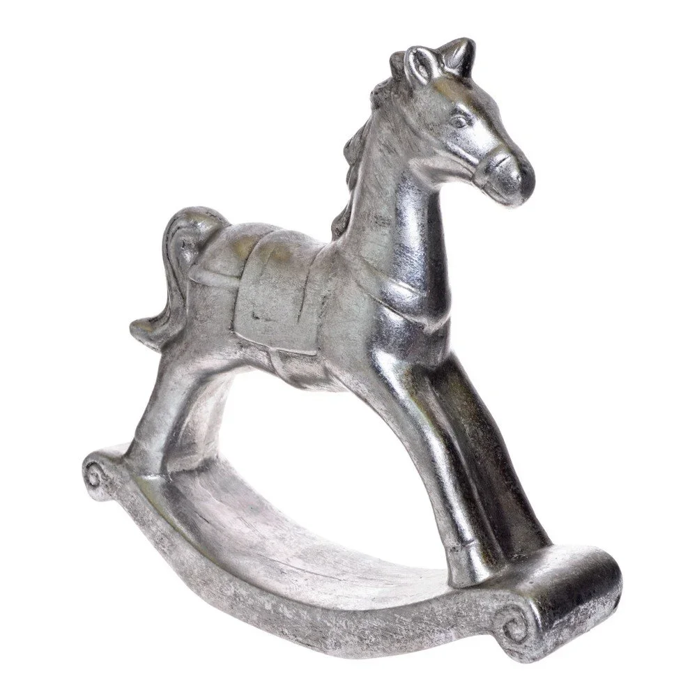 Dekorativní houpací kůň ve stříbrné barvě Ewax, výška 28 cm v:1130536