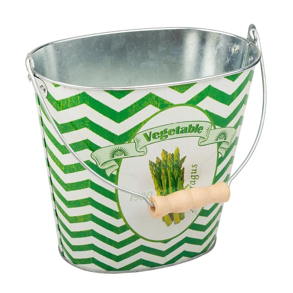 Zelený kovový kyblík Vegetables, výška 15,5 cm v:1255484