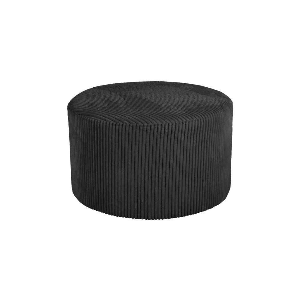 Černý manšestrový puf Leitmotiv Glam, ⌀ 52 cm v:1178948